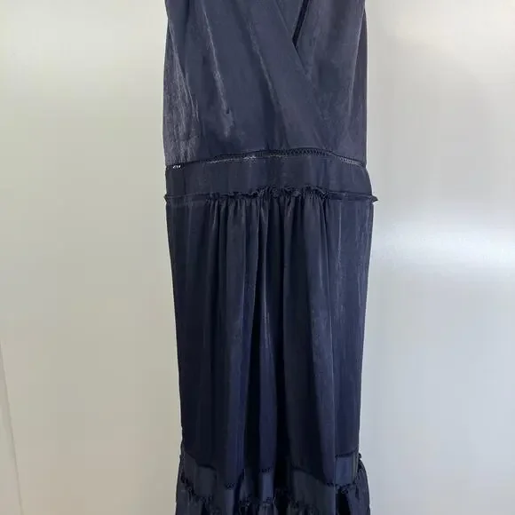 Jonathan Simkhai Tiered Sleeveless V Neck Maxi Dress Midnight Blue